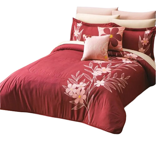 Edredon Lavable King Size Concord Nataly Microfibra Color Vino