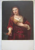 Comprar Antigua Postal Litografia Pintura  Saskia Con El Tallado Rem