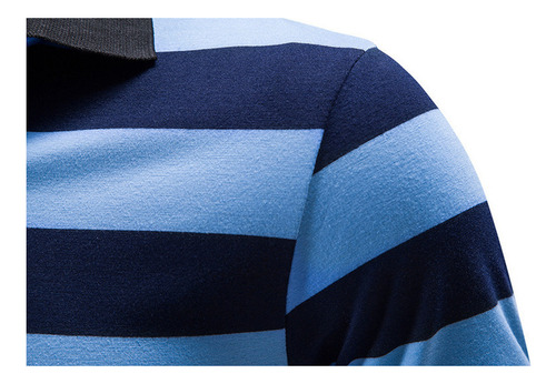 Playera Tipo Polo Estampada A Rayas Para Hombre 2024