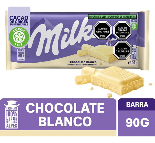 Chocolate Blanco Milka 90g