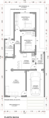 Imagem 3 de 5 de Planta De Casa 2 Quartos - Projeto Arquitetônico Completo