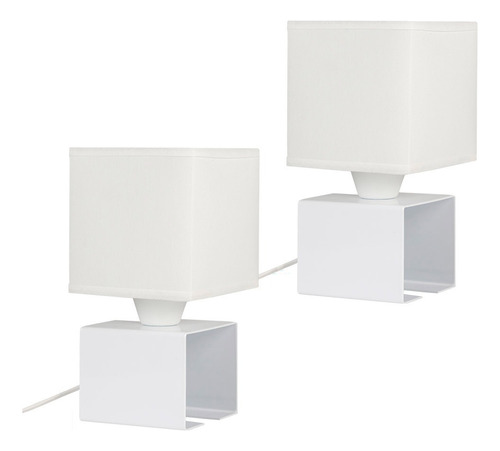 2 Lampara Mesa Luz Velador Diseño Moderno Minimalista Cubo