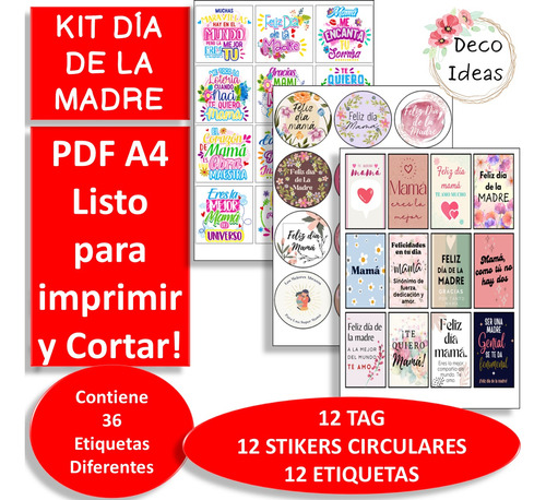 Dia De La Madre Kit Imprimible 3 Pdf Emprendedores Color