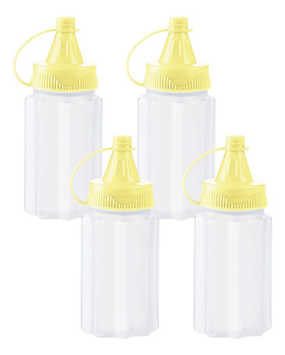 4 Botellas Pequeñas Exprimibles, Tarros De Botella Amarilla
