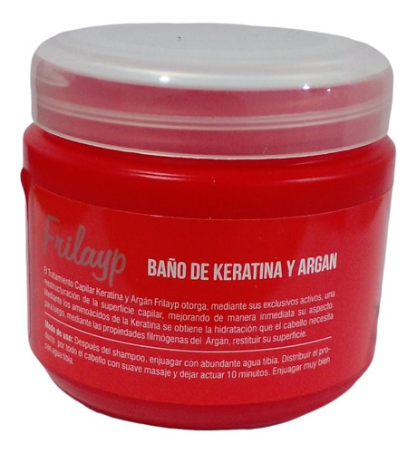 Imagen 3 de 8 de Baño De Crema Keratina Y Argan Frilayp X240g.