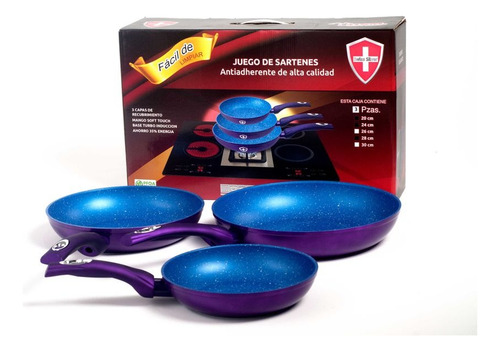 Set De 3 Sartenes Morado Swiss Silver