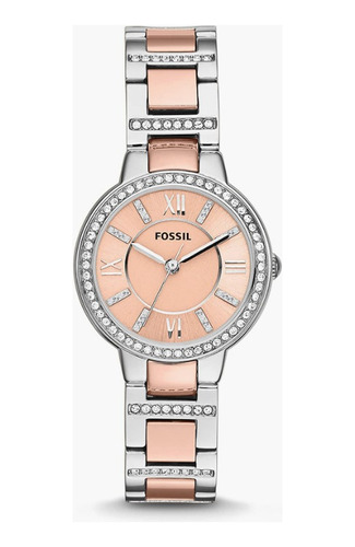 Reloj Fossil Virginia De Cuarzo, Acero Inoxidable Para Mujer