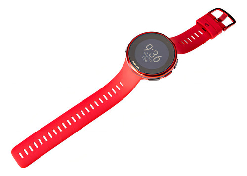 Reloj pulsera digital Polar Vantage V2 con correa de silicona color rojo - fondo negro