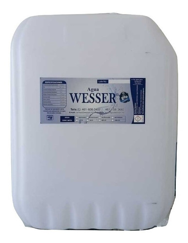 Agua Destilada Wesser Certificada  20lts