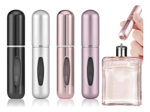 Pack 4 Unidades 6 Ml Mini Recargable Perfume Atomizador Viaj