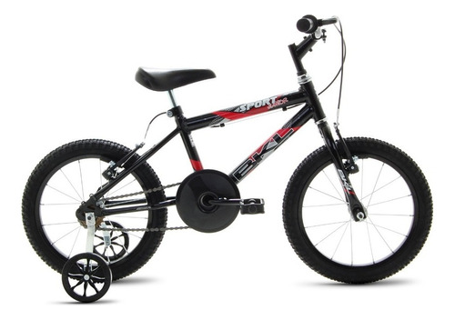 Bicicleta  infantil infantil BKL Bikes Sport Junior aro 16 cor preto com rodas de treinamento