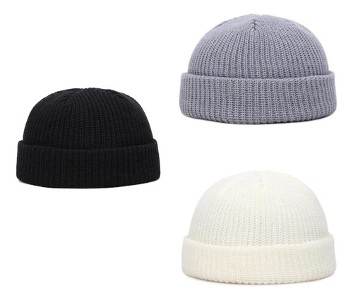 Pack De 3 Gorros Lisos De Invierno Beanie Custom Unisex, Neg