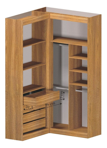 Guarda Roupa Closet Casal Sem Portas Canto Em L Com 4 Fawt