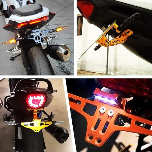 Porta Placa Soporte Matrícula Universal Moto Ajustable Luz