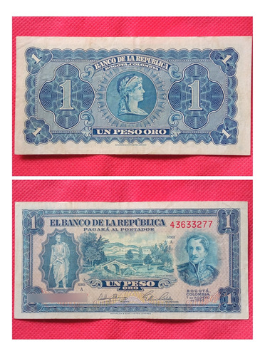 Billete De 1 Peso Oro De 1953.