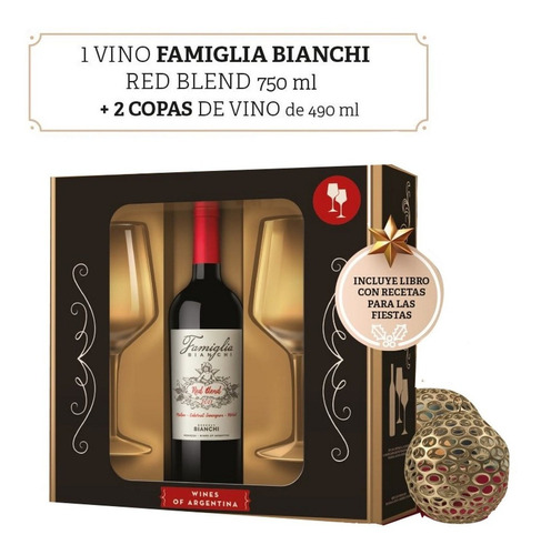 Set Vino Con 2 Copas Bianchi Clarin Edicion Especial Regalo