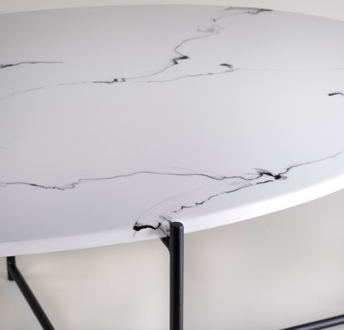 Mesa De Centro Lecce Efecto Mármol/negro