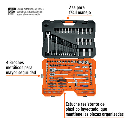 Juego Autoclé Cuadro 1/4 3/8 Y 1/2' 210 Pzs Std Y Mm 15695