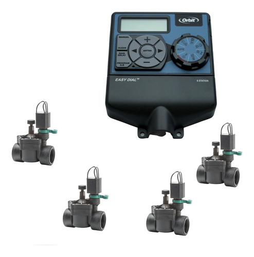 Programador De Riego 4 Zonas + 4 Válvulas Solenoides 1  Rain