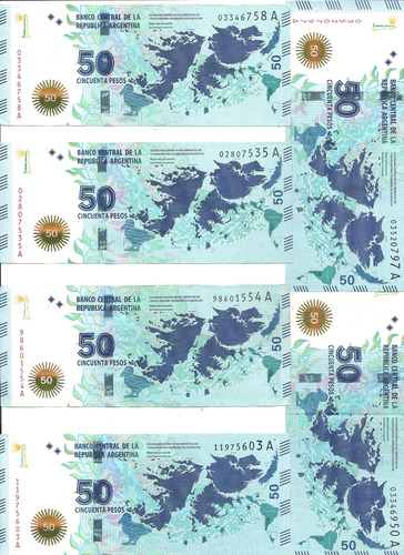 Billete: 50 Pesos Malvinas Serie  A  ¡excelentes!