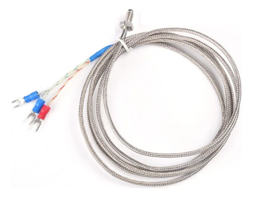 Sensor De Temperatura Pt100 200°c A 450°c C/ Rosca M6-cabo2m