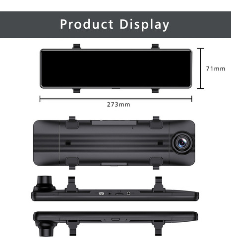 Espejo Retrovisor Dvr Para Automóvil De 12 Con Carplay 4k