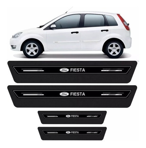 Soleira Porta Platinum Fiesta 2003 Até 2014 - Preto Resina