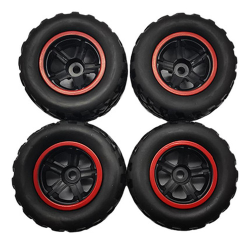 4 Piezas De Neumáticos De Rueda De Coche Rc Para Negro Rojo