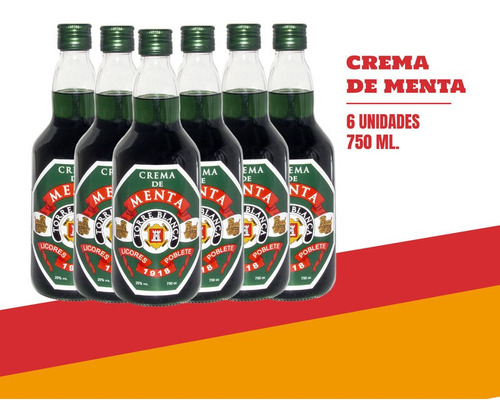 Licor Crema De Menta Poblete Por 6 Unidades De 750ml.