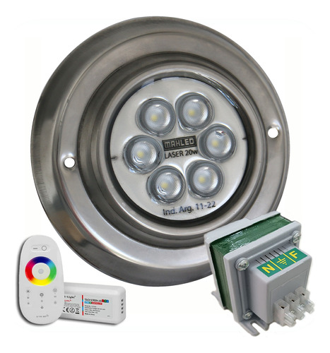 Luminaria Luz Led Pileta Aplicar 20w Rgb Fuente 2a / Control