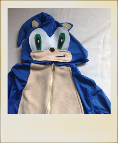 Pijama De Sonic En Tela Lycra Con Capucha Para Niños