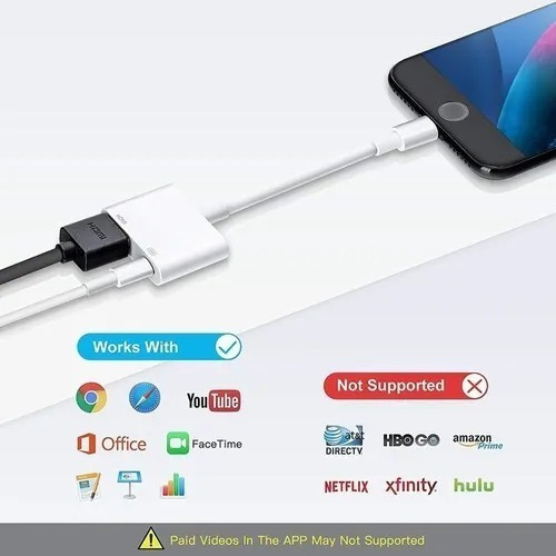 Cabo Adaptador Lightning Para Hdmi iPhone iPad Na Tv Full Hd Cor Branco