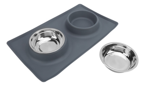 Foldable Dual Bowl Pet Silicone Antislip Water Dish Feeding