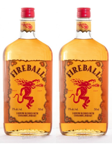2 Botellas Fireball 750 Licor Blend De Whisky Y Canela