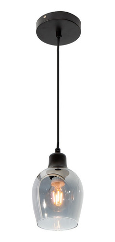 Lámpara Colgante Moderna Negro Vidrio Ahumado 40w E27 1 Luz
