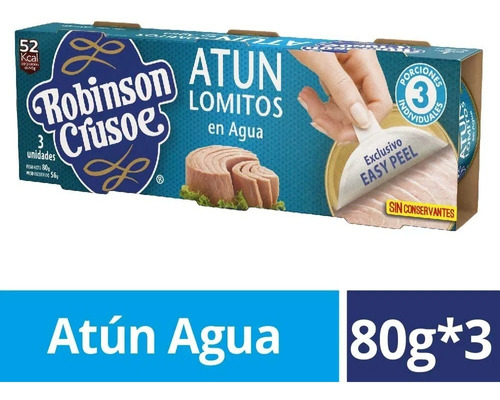 Atún Lomitos Agua Tripack Robinson Crusoe 3 X 80gr