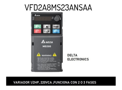 Variador De Frecuencia 1/2hp,220vca, Delta Electronics 