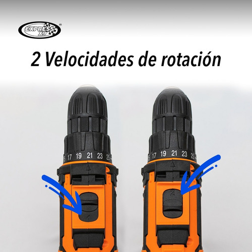 Imagen 5 de 7 de Taladro Atornillador Inalambrico Recargable Eléctrico Kit 1b