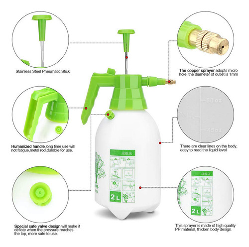 Hu Pulverizador Borrifador Para Plantas 2 Litros Cor Verde