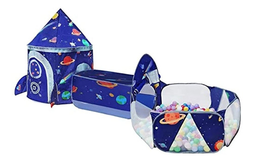 Ttloj 3pc Rocket Ship Boys Tent, Outer Space Kids Play Tent,