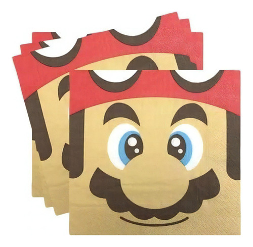Servilleta Super Mario Bros Para Cumpleaños X 12