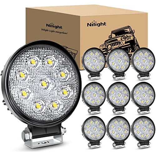 Luz De Trabajo Led Redonda De 4.5 Pulgadas, 27w, Punto,...