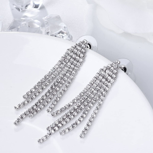 Pendientes Colgantes Lineales Con Borlas Tipo Chandelier De