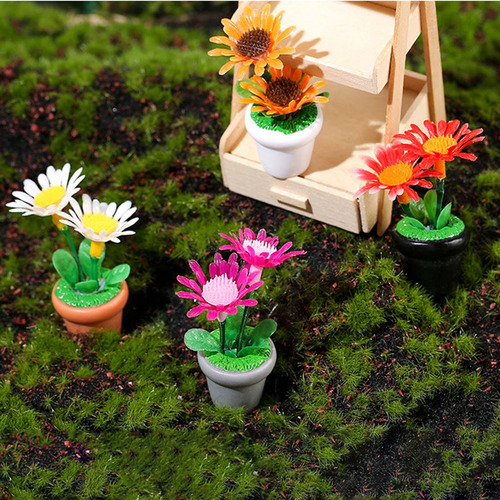 4x Mini Adorno De Planta En Maceta Flores De Casa De