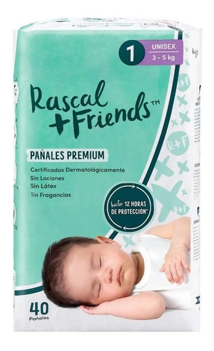 Pañales Rascal + Friends Premium Etapa 1 Unisex 40 Pañales