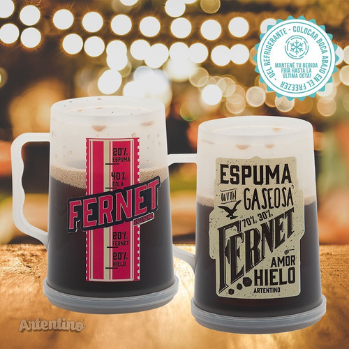 6 Vaso Chopp Gel Refrigerante Cerveza Fernet Siempre Frío