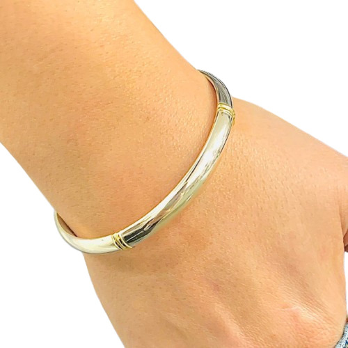 Esclava Hueca 7mm De Plata Y Oro Ideal Regalo Unisex Po 034