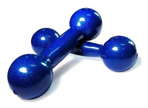 Par De Halter Bola Emborrachado Peso 2 Kg Exercício Em Casa Cor Azul