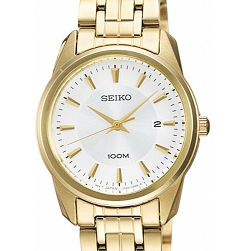 Reloj Seiko Sxde72 Dorado Dama Wr100m Acero Agente Oficial