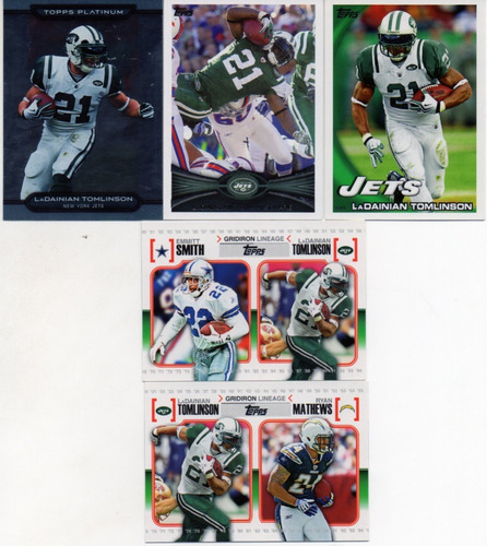 2 Inserts + 3 Base Ladainian Tomlinson Jets ( 5 ) Lote (Usado)